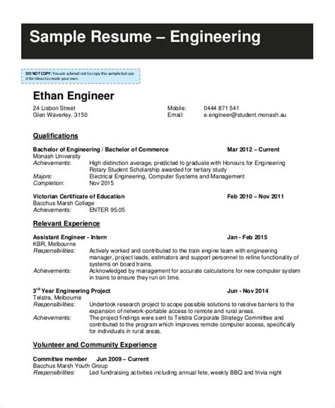 resume template for engineering students