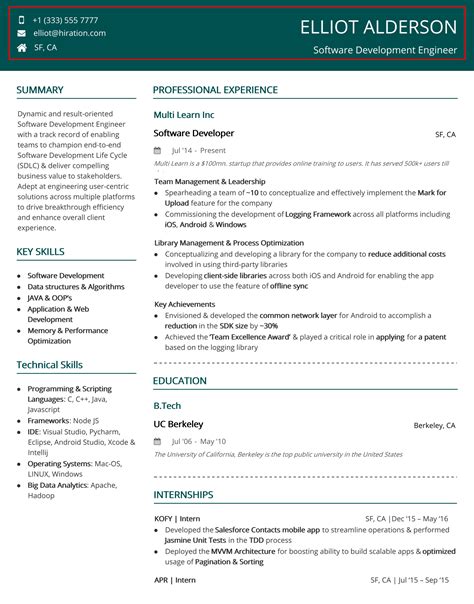 Resume Template Section Headings