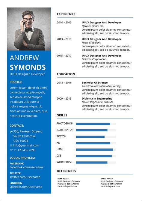 Resume Template with Formulas