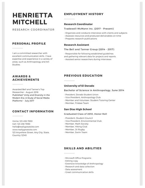 Academic Resume Template with Photo