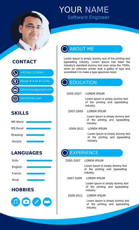 Resume Template with Photo in Microsoft Word Download