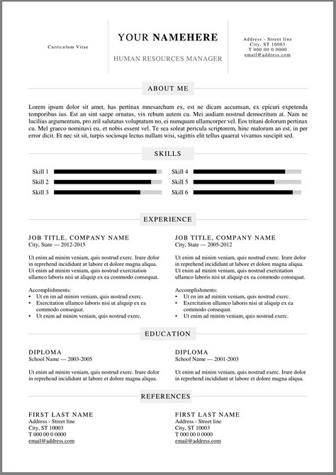 A sample resume template with a photo in Microsoft Word