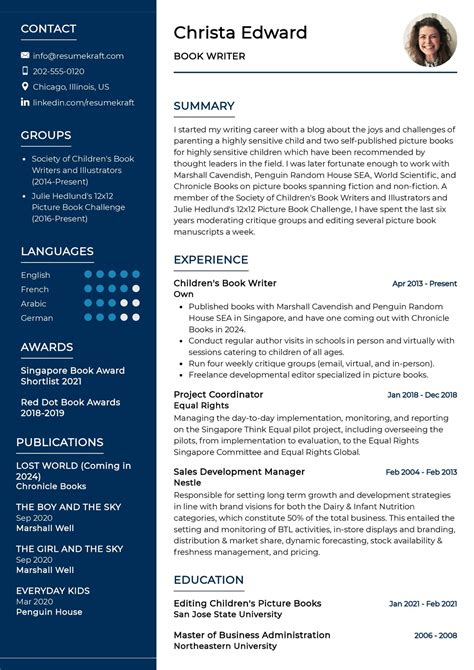 Writer Resume Template with Photo