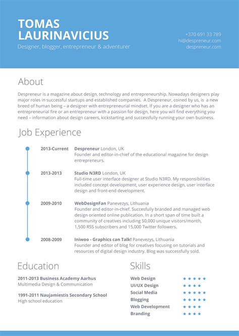 A sample resume template with a picture in Microsoft Word