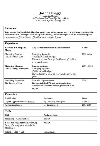 Resume Template with Tables