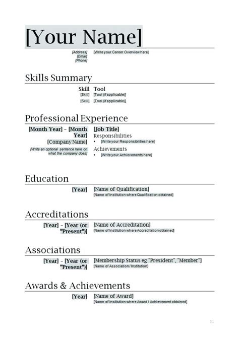 Resume Template Word Doc