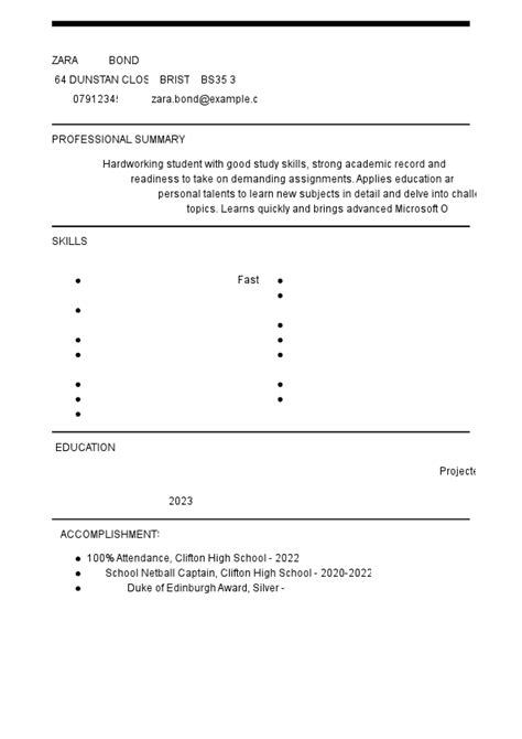 Resume Templates for 16 Year Olds