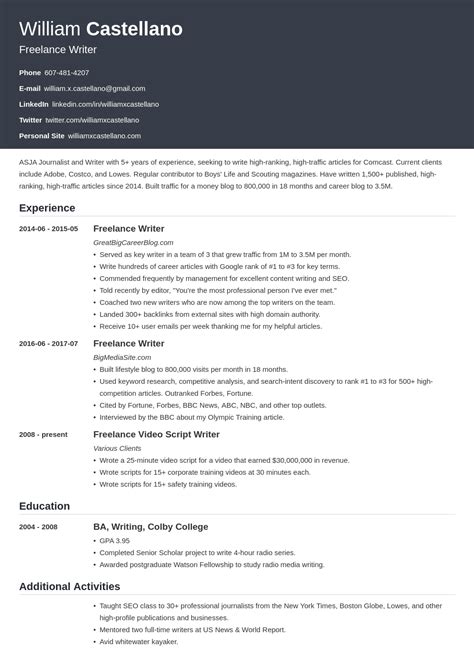 ATS-friendly resume templates for freelancers