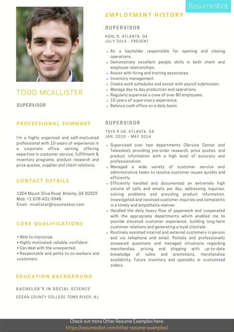 Resume Templates for Supervisors