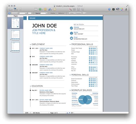 Resume Templates for Pages on Mac
