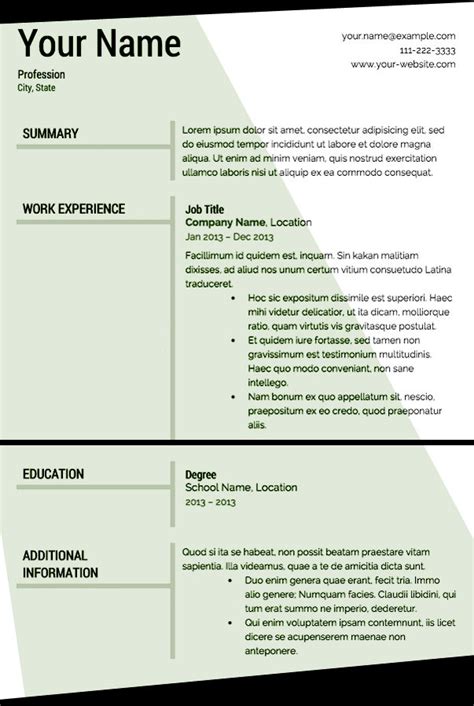 Resume templates Word example