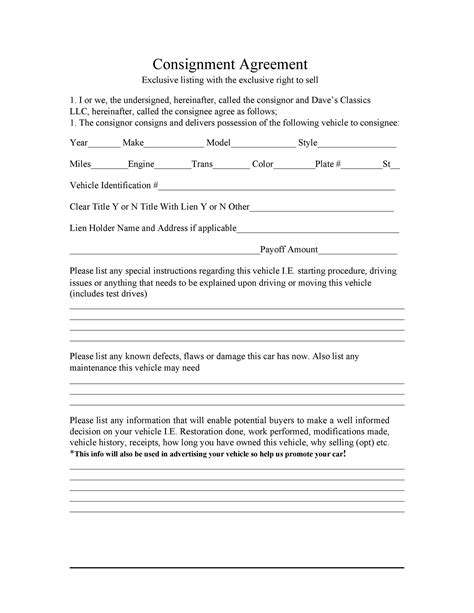 Retail Consignment Agreement Template Template