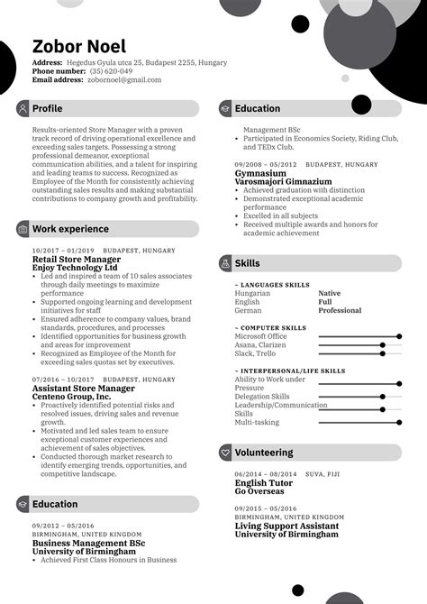 Retail Resume Template Gallery Example 4