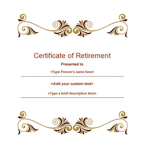 Retirement Certificate Ideas