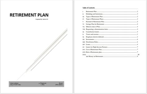 Retirement Goal Setting Templates