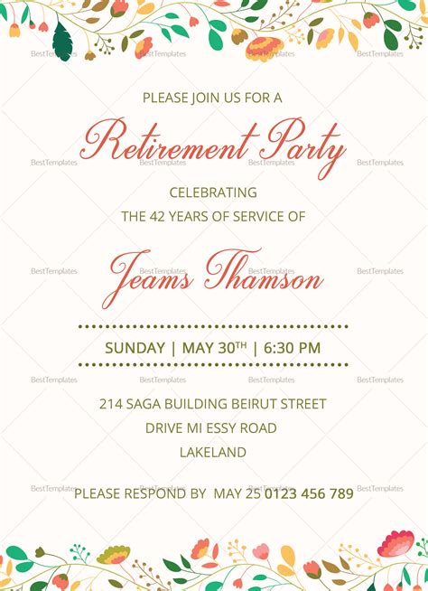 Retirement Invitation Templates for Word