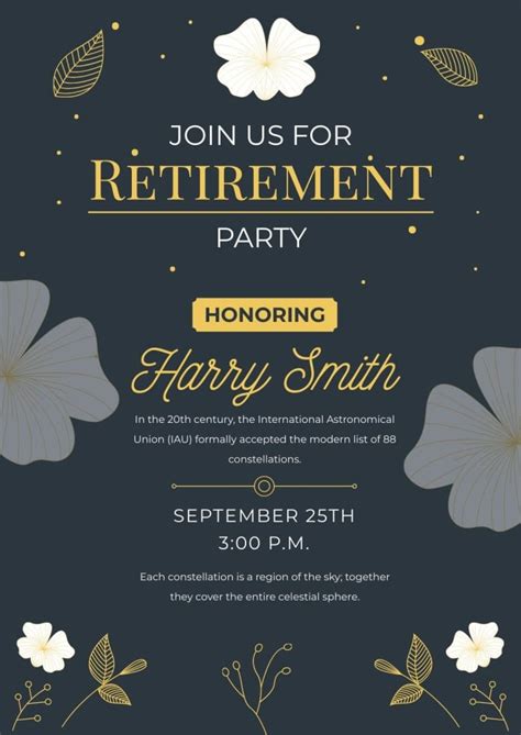 Retirement Party Invitation Template Cards