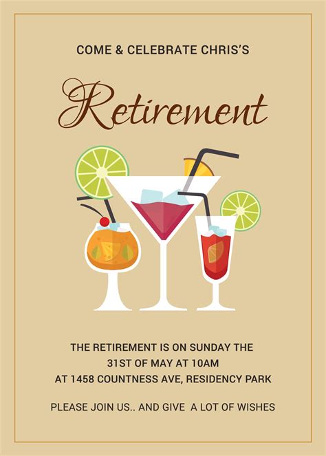 Retirement party invitation template for PDF