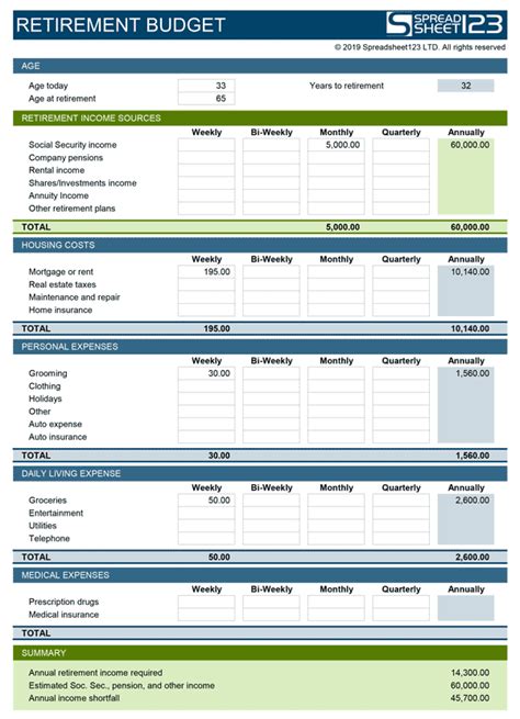 Retirement Planning Templates