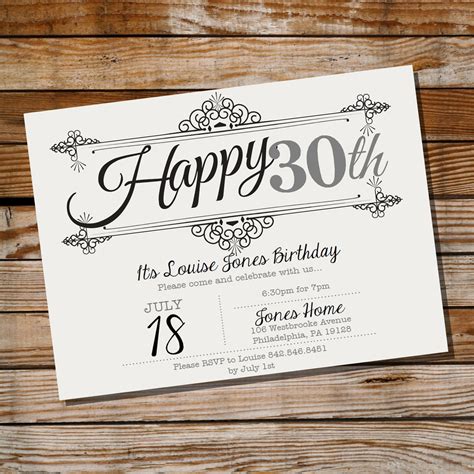 Retro 30th Birthday Invitation Template