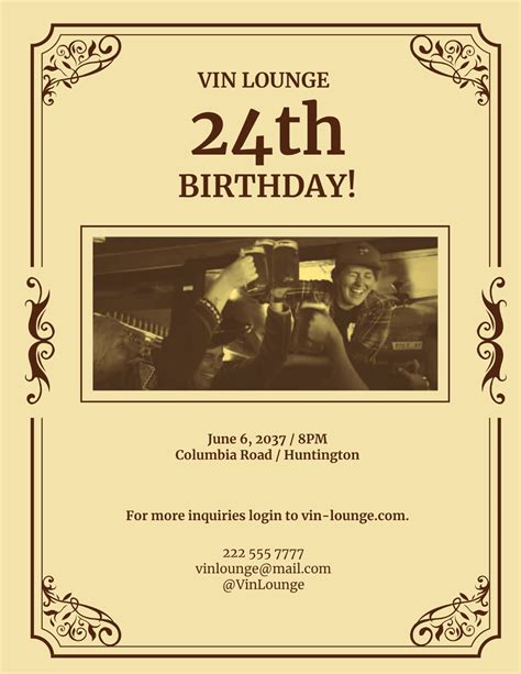 Retro birthday flyer template with vintage design