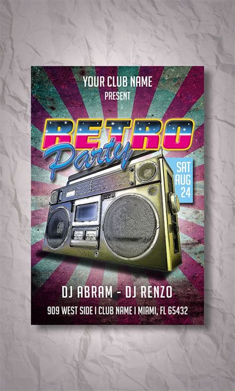 Retro Birthday Party Flyer Template