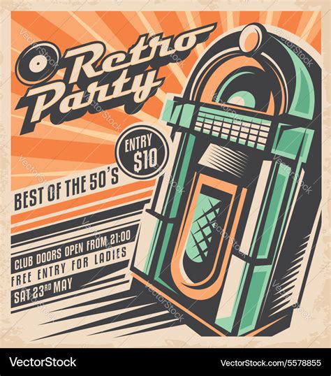 A collection of retro funky party invitation templates featuring colorful graphic designs