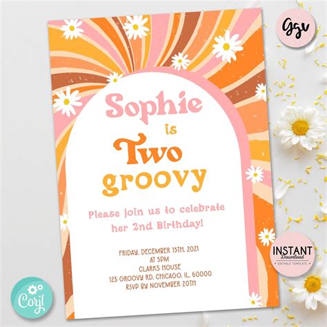 Retro Groovy Invitation Template