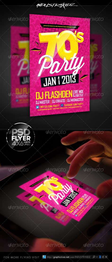 A flyer template with a retro-themed design