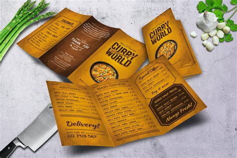 Retro tri-fold menu template