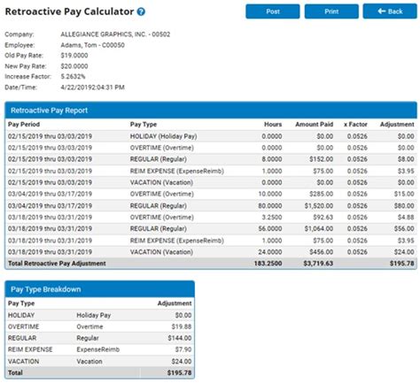 Retroactive Pay Excel sheet