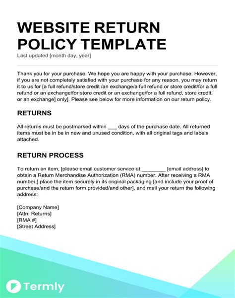 Return Policy Template 7