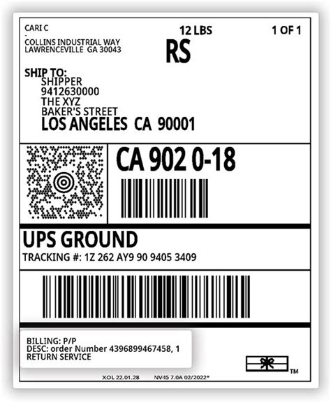 Return Shipping Label Template