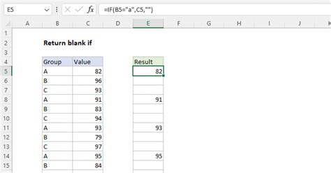 Returning a blank cell in Excel using formulas