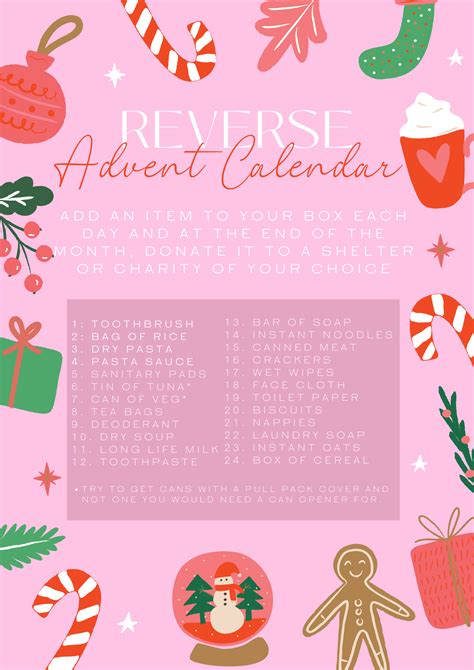 Reverse Advent Calendar Template