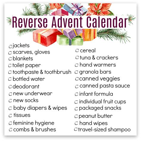 Reverse Advent Calendar Template 2