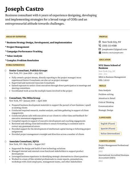 Reverse Chronological Resume Example 1