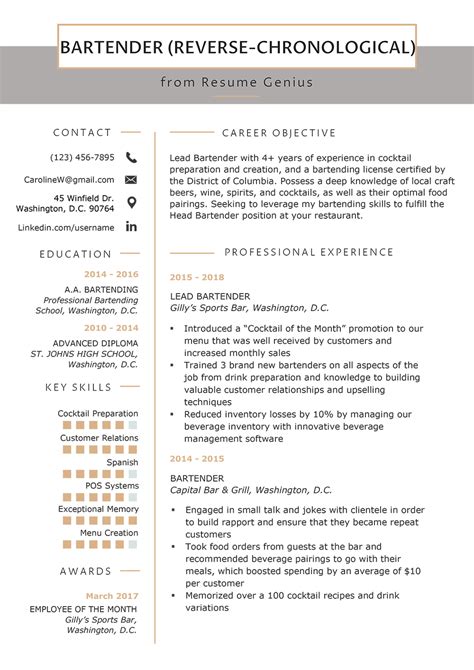 Reverse Chronological Resume Example 9