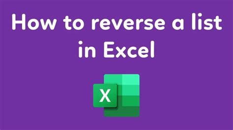 Reverse List Excel Quickly