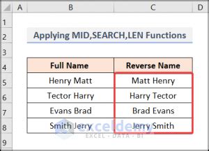 Using Excel formulas to reverse names