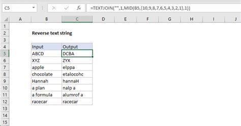 Reversing text in Excel with formulas and functions and VBA