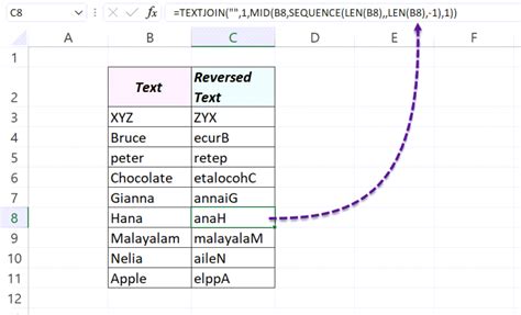 Reversing text in Excel with formulas and functions