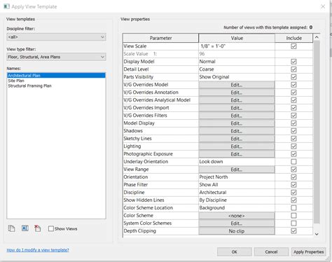 Revit view templates management tools