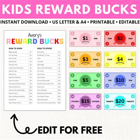 Free Reward Bucks Templates