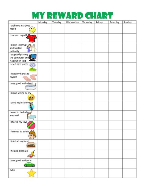 Example of Reward Chart Template