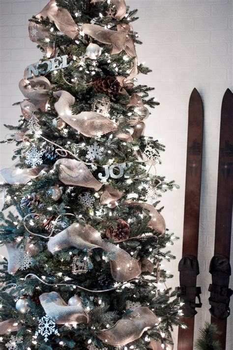 Christmas tree decorated with ribbon and garland