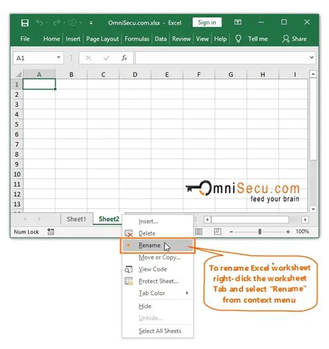 Right-Click and Rename in Excel