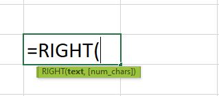 RIGHT Formula Syntax