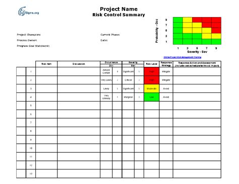 Risk Management Template Excel