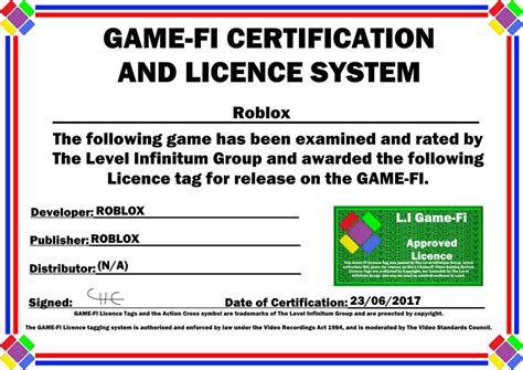 Roblox Certificate of Completion